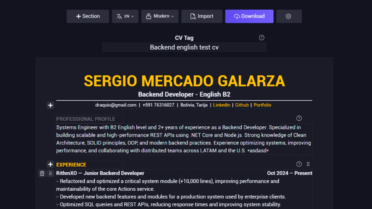 creatucv.dev - Plataforma de CV - 2